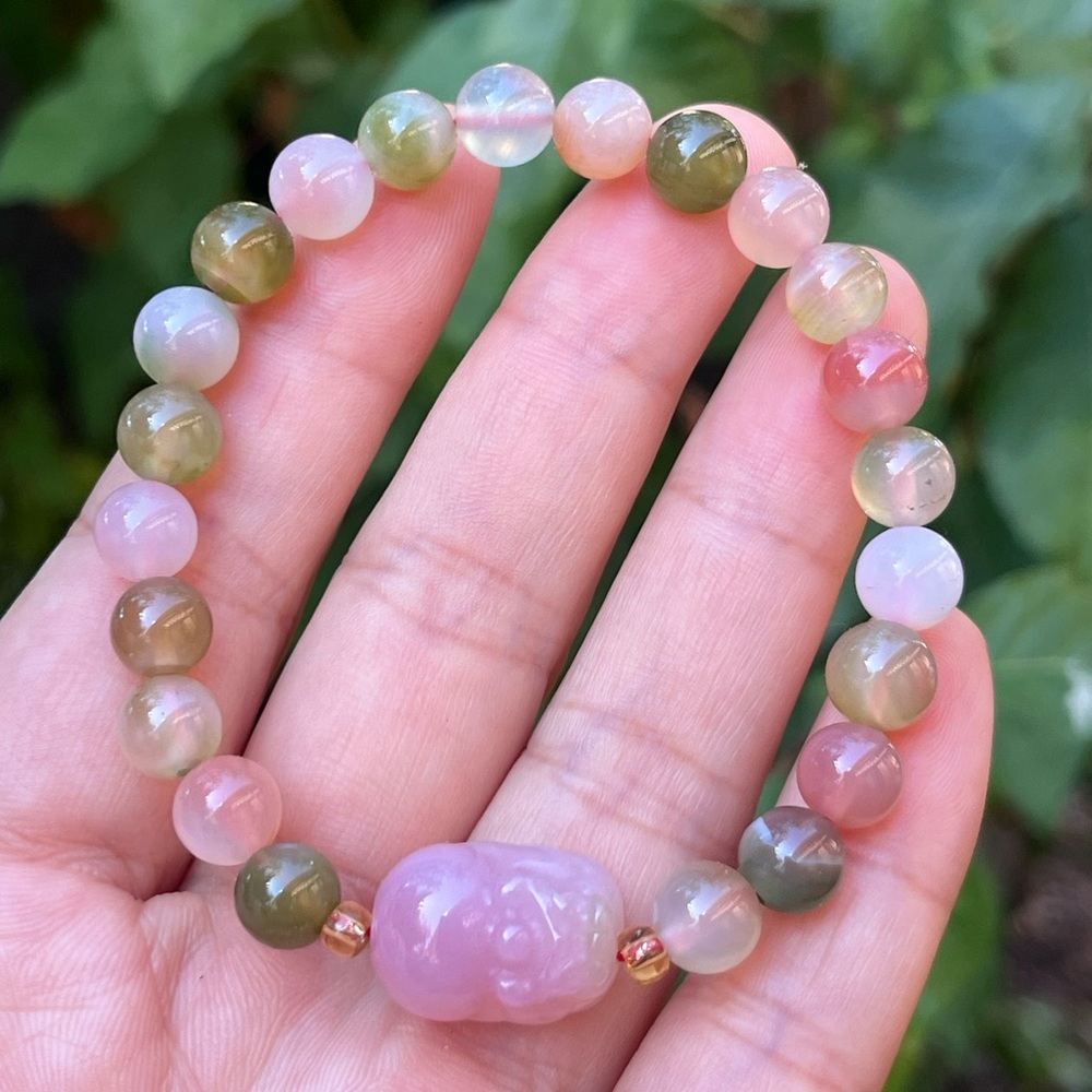 Stretchable‎ Yanyuan agate Pixiu bracelet 0458